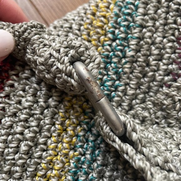 The Sak Bag Mutlicolor Stripe Woven Crochet Shoulder Bag Zip Closure Purse Bag - Picture 8 of 12